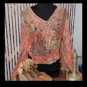 Blush bohemian beaded top